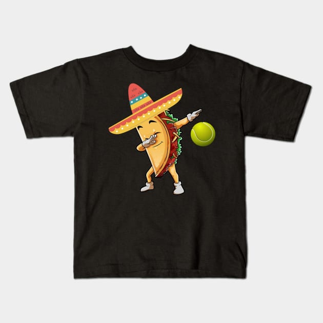 Dabbing tennis taco dab Kids T-Shirt by Antoniusvermeu